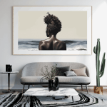 Painting of an African woman looking out to sea