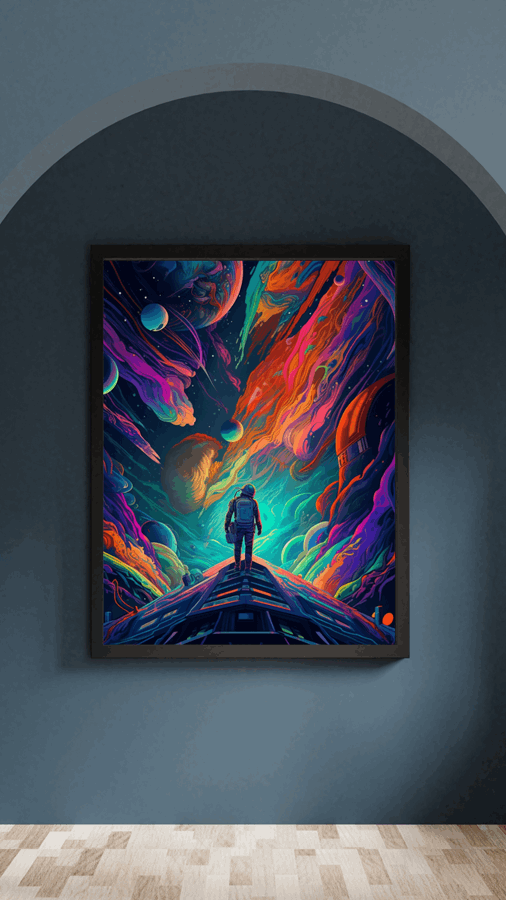 Print of a wild colorful cosmos as seen by an astronaut