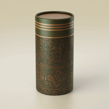 A Celtic inspired repeat seamless maze pattern printed on a paper tube